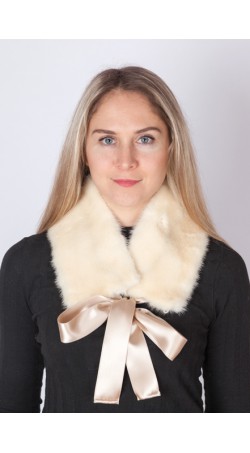 White mink fur collar-neck warmer